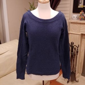 gap cozy wool blend sweater in blue heather